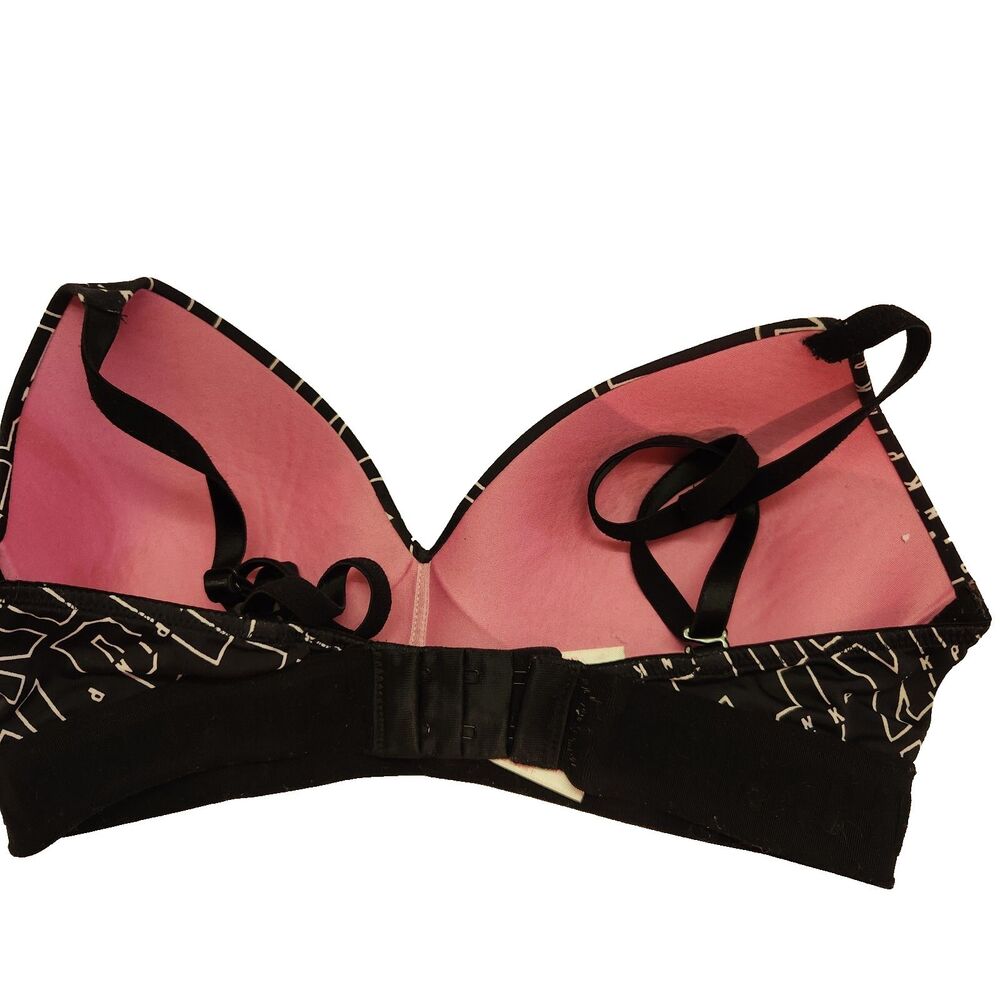 PINK Victoria’s Secret Wear Everywhere Wireless Bra Women’s 32C Black White Logo - Picture 2 of 7